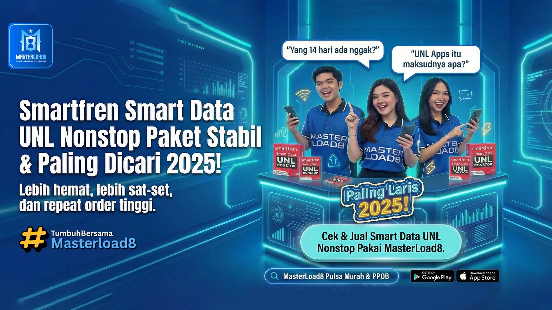 Smartfren Smart Data UNL Nonstop: Paket  Kuota Paling Stabil & Banyak Dicari di 2025! Jual Sat-Set Pakai MasterLoad8