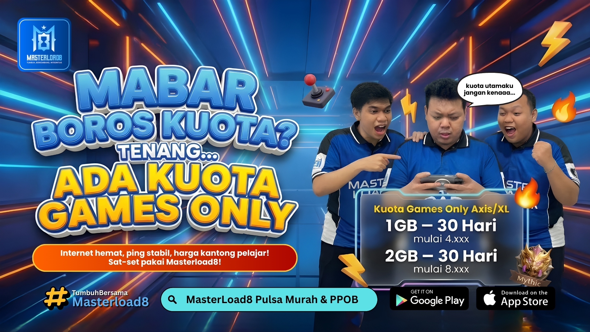 Mabar Boros Kuota? Tenang… Ada Kuota Games Only Axis/XL Mulai 4.xxx di MasterLoad8!