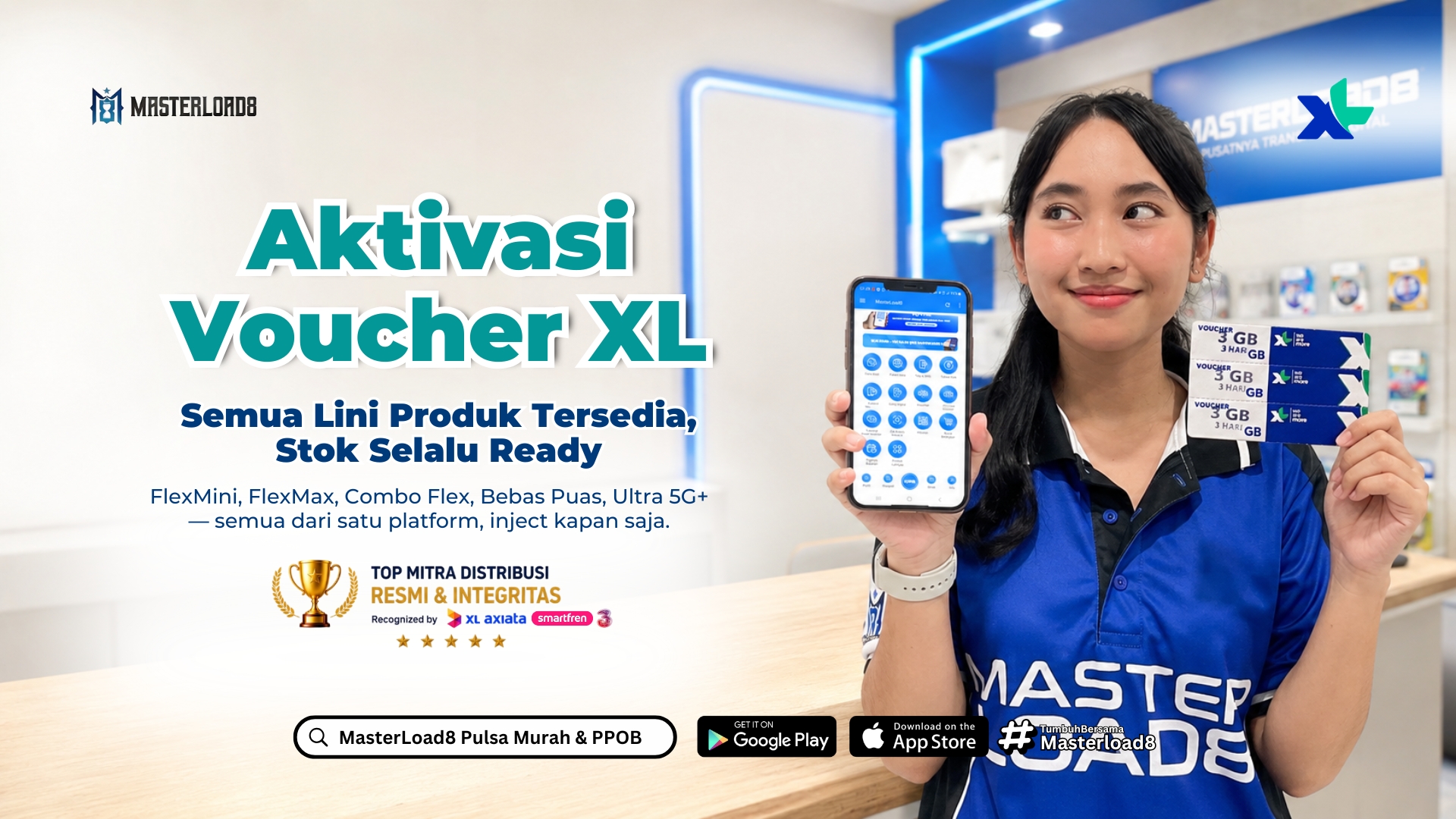 Aktivasi Voucher XL di Masterload8: FlexMini, FlexMax, Bebas Puas, Ultra 5G+ Tersedia Lengkap
