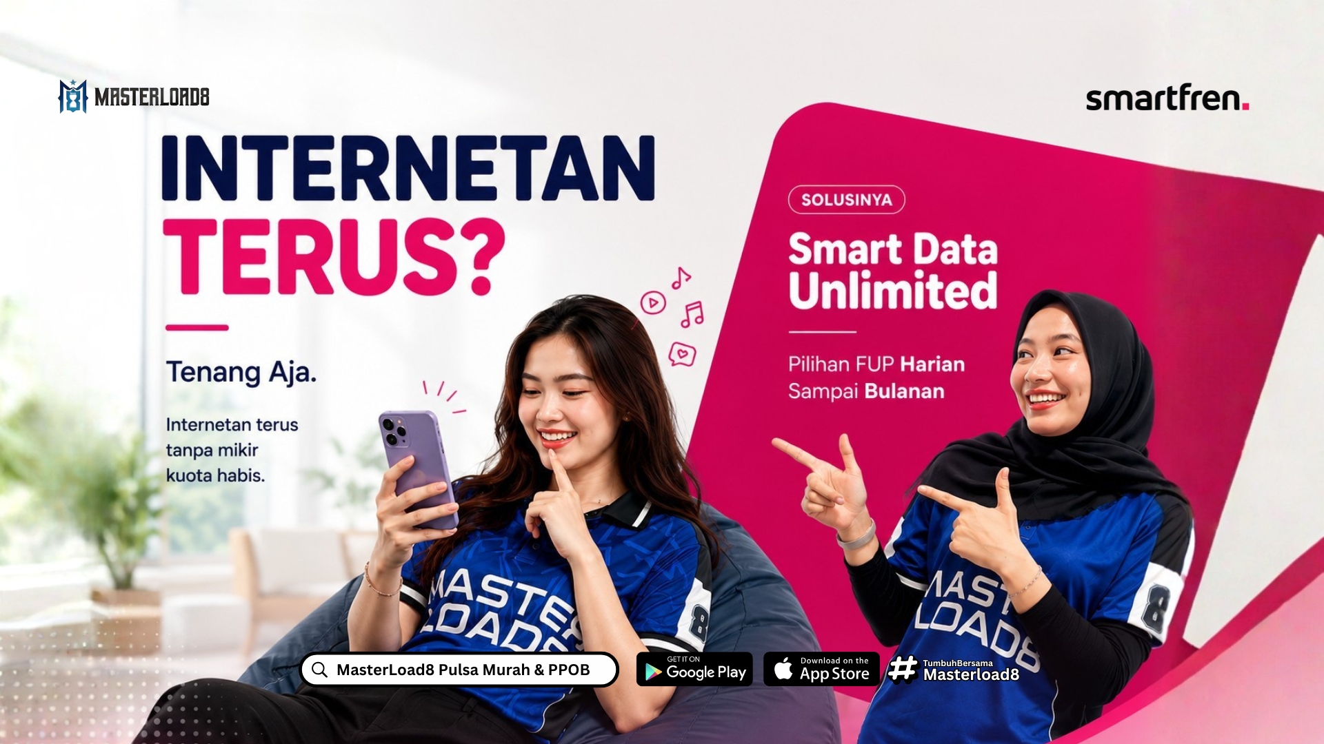 Paket Smartfren Unlimited Lengkap di Masterload8, Pilihan FUP Harian sampai Bulanan