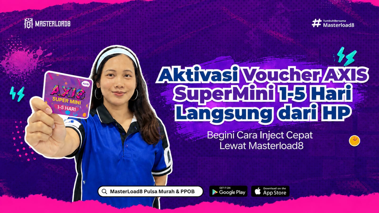 Cetak Voucher AXIS SuperMini 1-5 Hari di Masterload8, Cara Inject Cepat dari HP